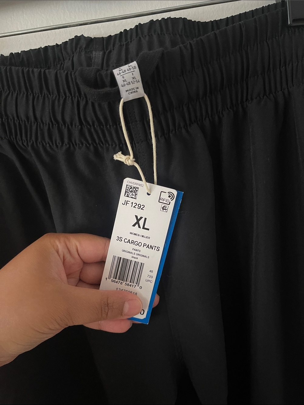 NWT adidas Black Cargo Sweatpants with White Three Stripes - Picture 7 of 8